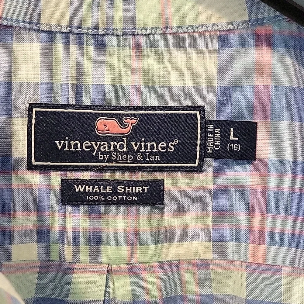 Vineyard Vines Boys Large (16) cotton plaid shirt - Picture 3 of 5